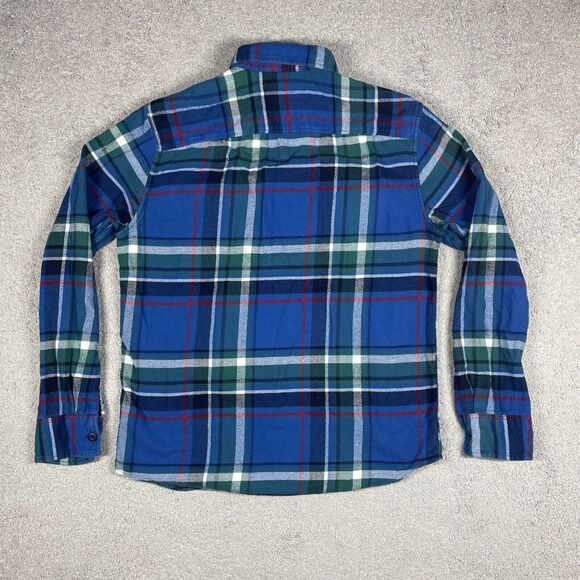American Eagle Flannel Shirt Mens Small Plaid Pockets Blue Outdoors Casual - Picture 9 of 14